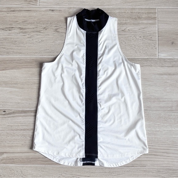 EleVen by Venus Williams White and Black High Neck Athletic Dri Fit Tank Top - Picture 1 of 6